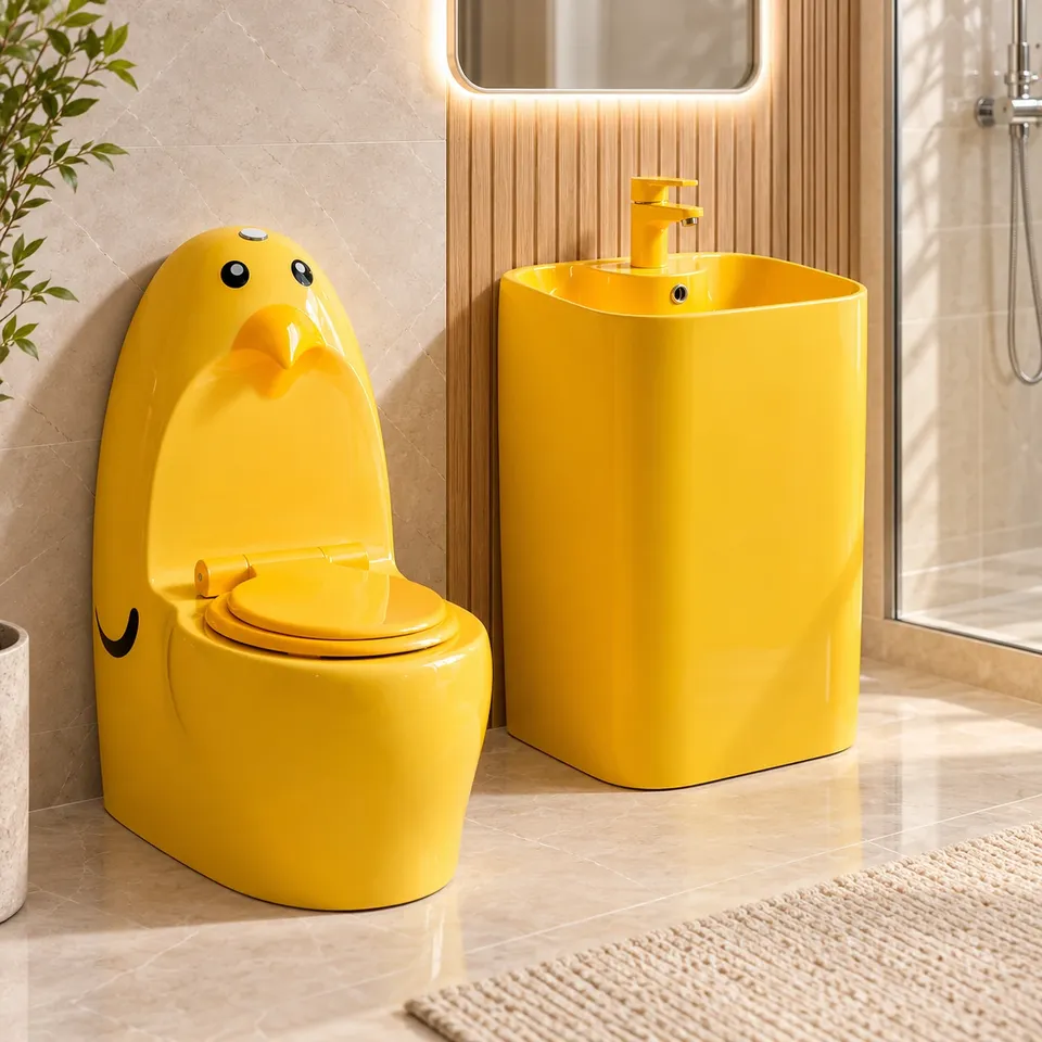 Авторський дитячий унітаз та умивальник Yellow