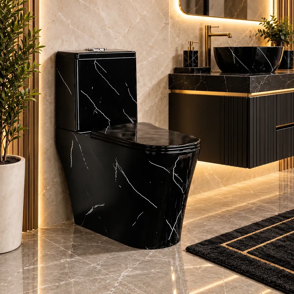 Дизайнерський унітаз мраморний Black 8609
