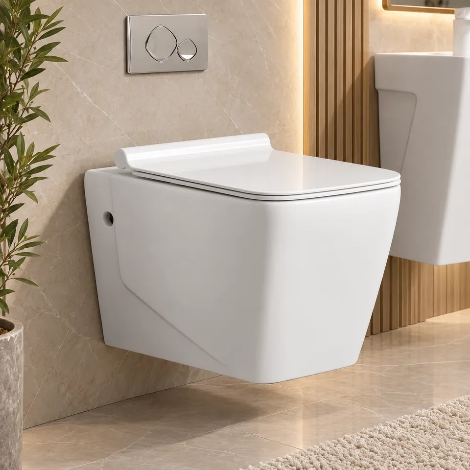 Дизайнерський унітаз та умивальник White 8751