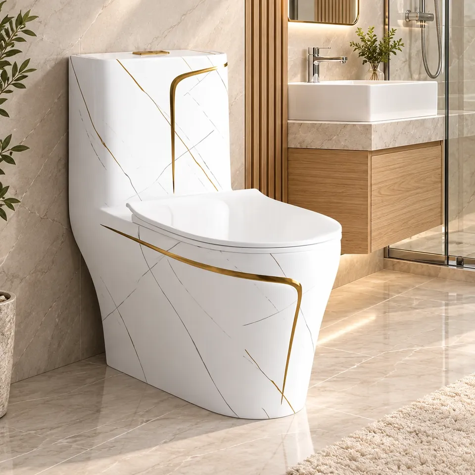 Дизайнерський унітаз мраморний White 8729