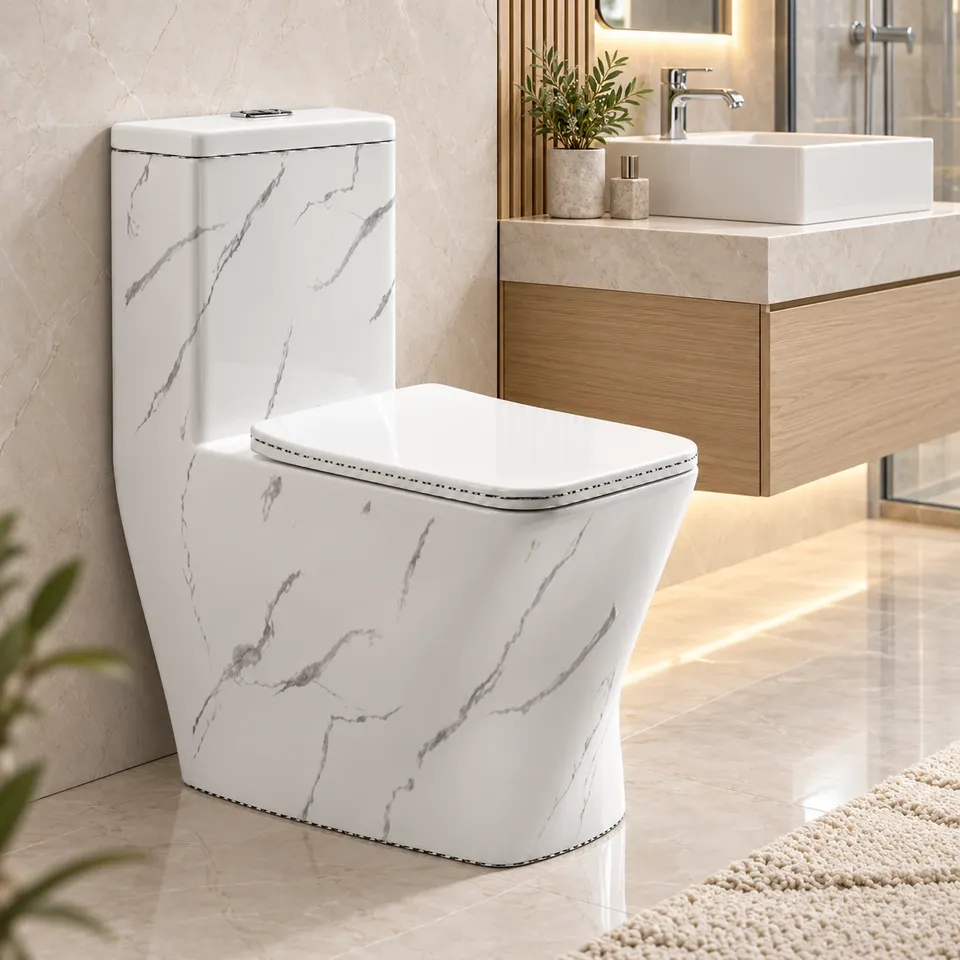Дизайнерський унітаз мраморний White 8734