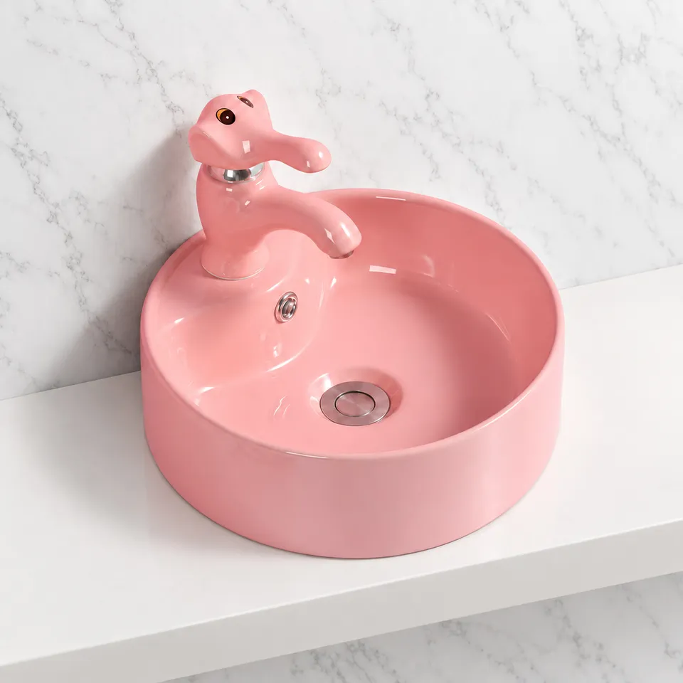 Дитячий накладний умивальник Pink