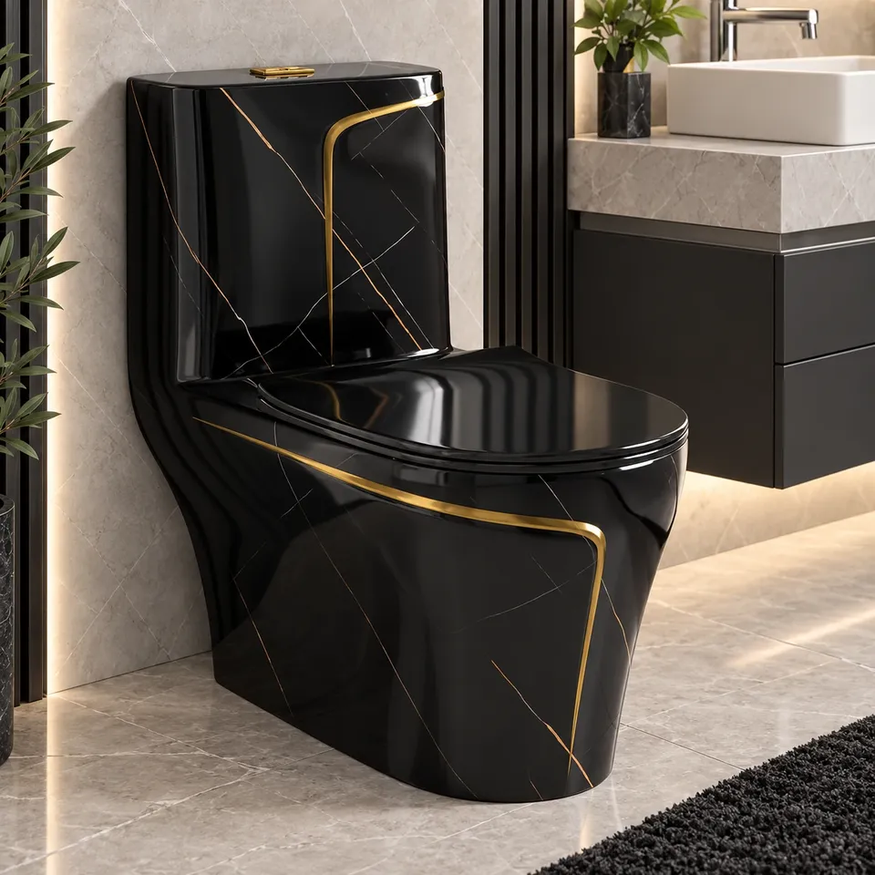 Дизайнерський унітаз мраморний Black 8730