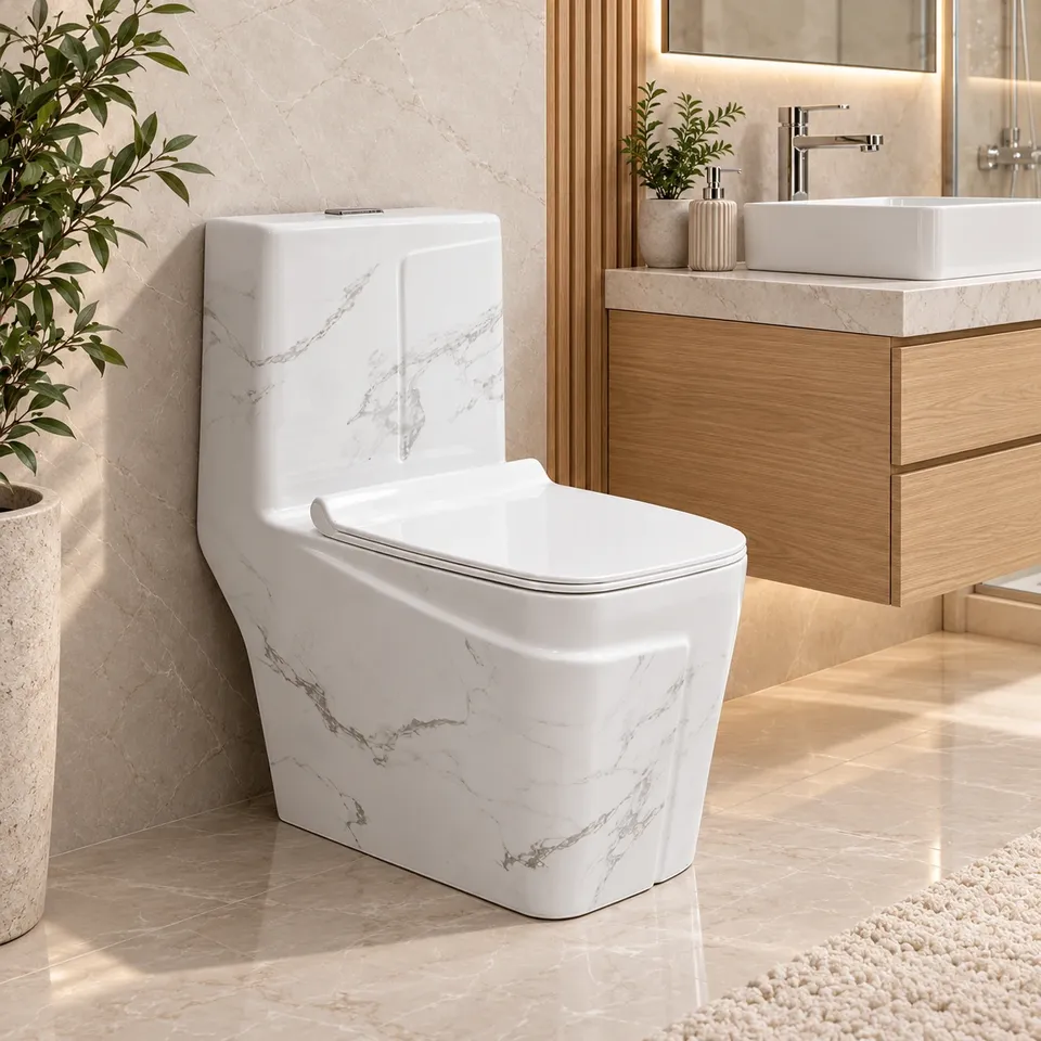 Дизайнерський унітаз мраморний White 8611