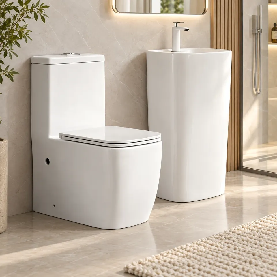 Дизайнерський унітаз та умивальник White 8750