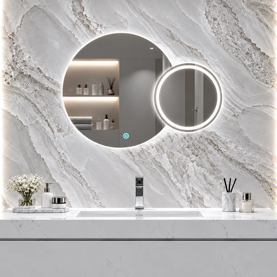 Дзеркало з LED підсвіткою 70х50см кругле Aurora — фото 6