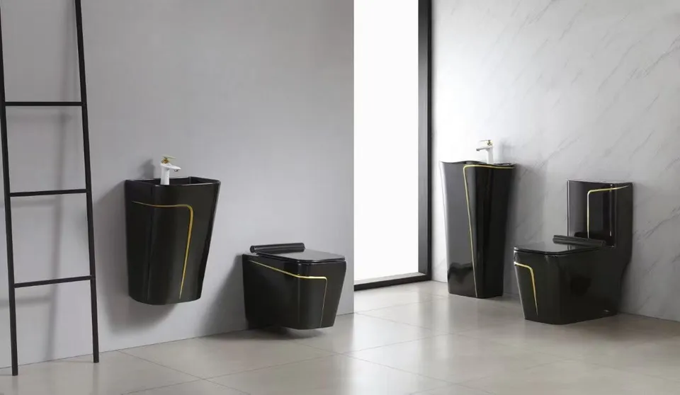 Дизайнерський унітаз та умивальник Black 8754