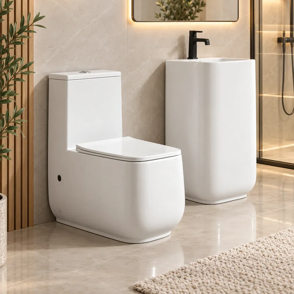 Дизайнерський унітаз та умивальник White 8753