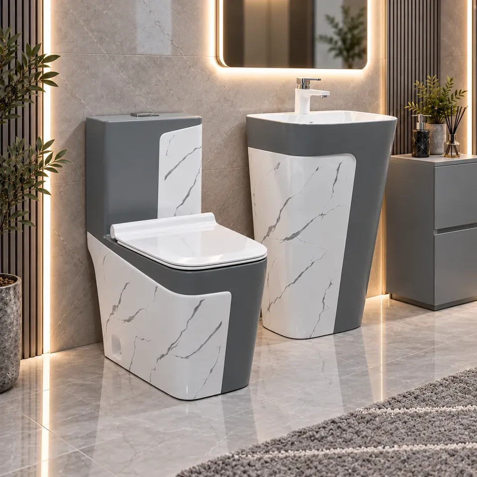 Дизайнерський унітаз та умивальник Grey 8749