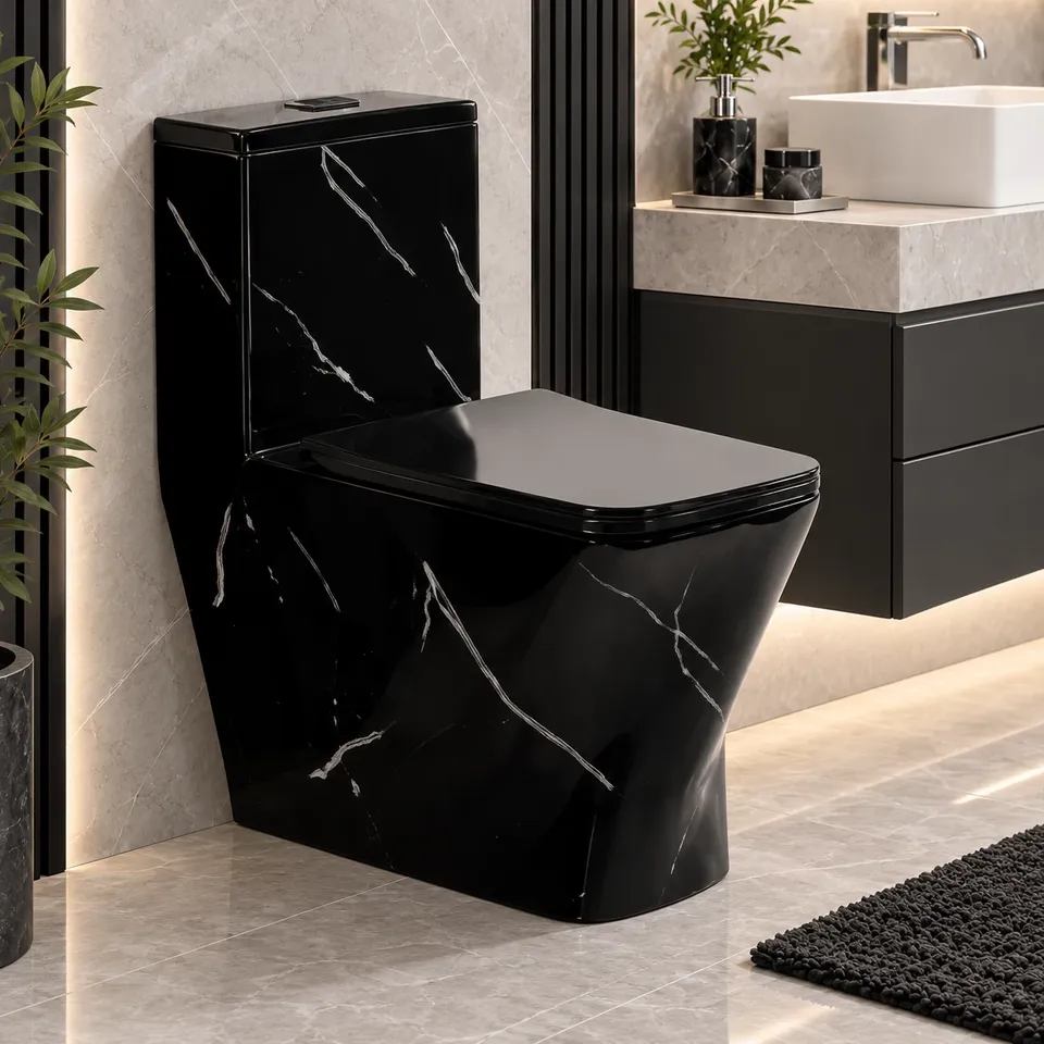 Дизайнерський унітаз мраморний Black 8735