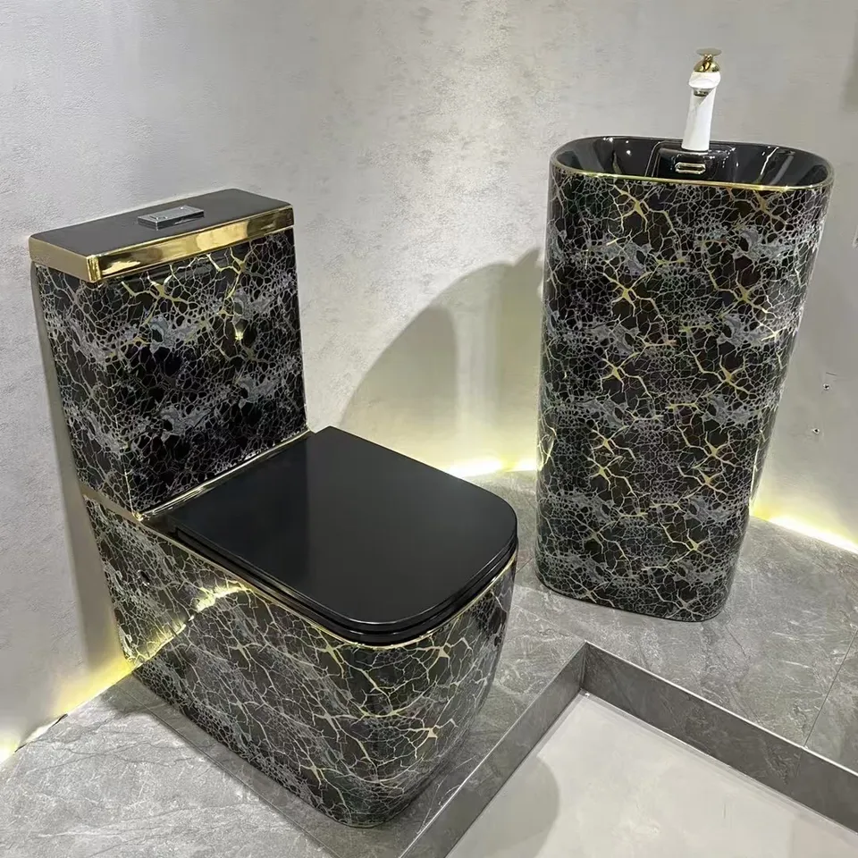 Преміальний унітаз та умивальник Black-Gold 8746 — фото 11